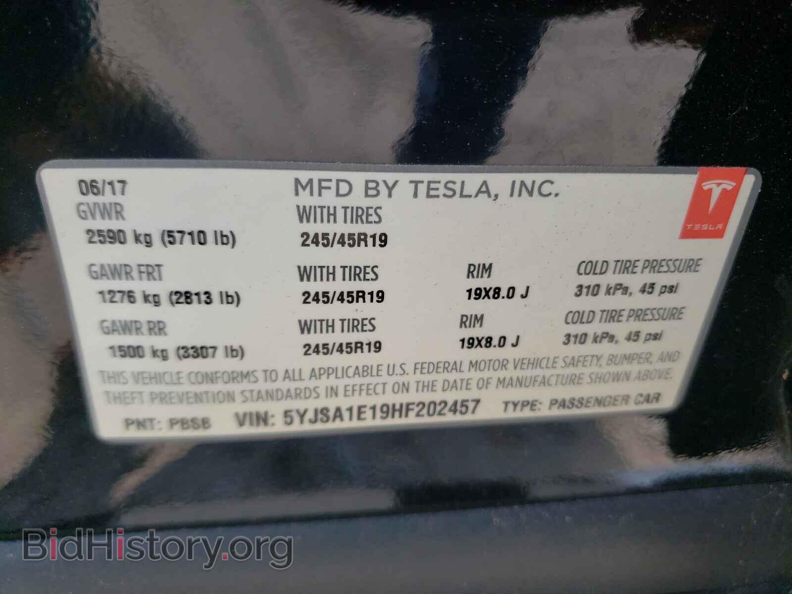 2017 TESLA MODEL S - VIN: 5YJSA1E19HF202457 - Фото 10