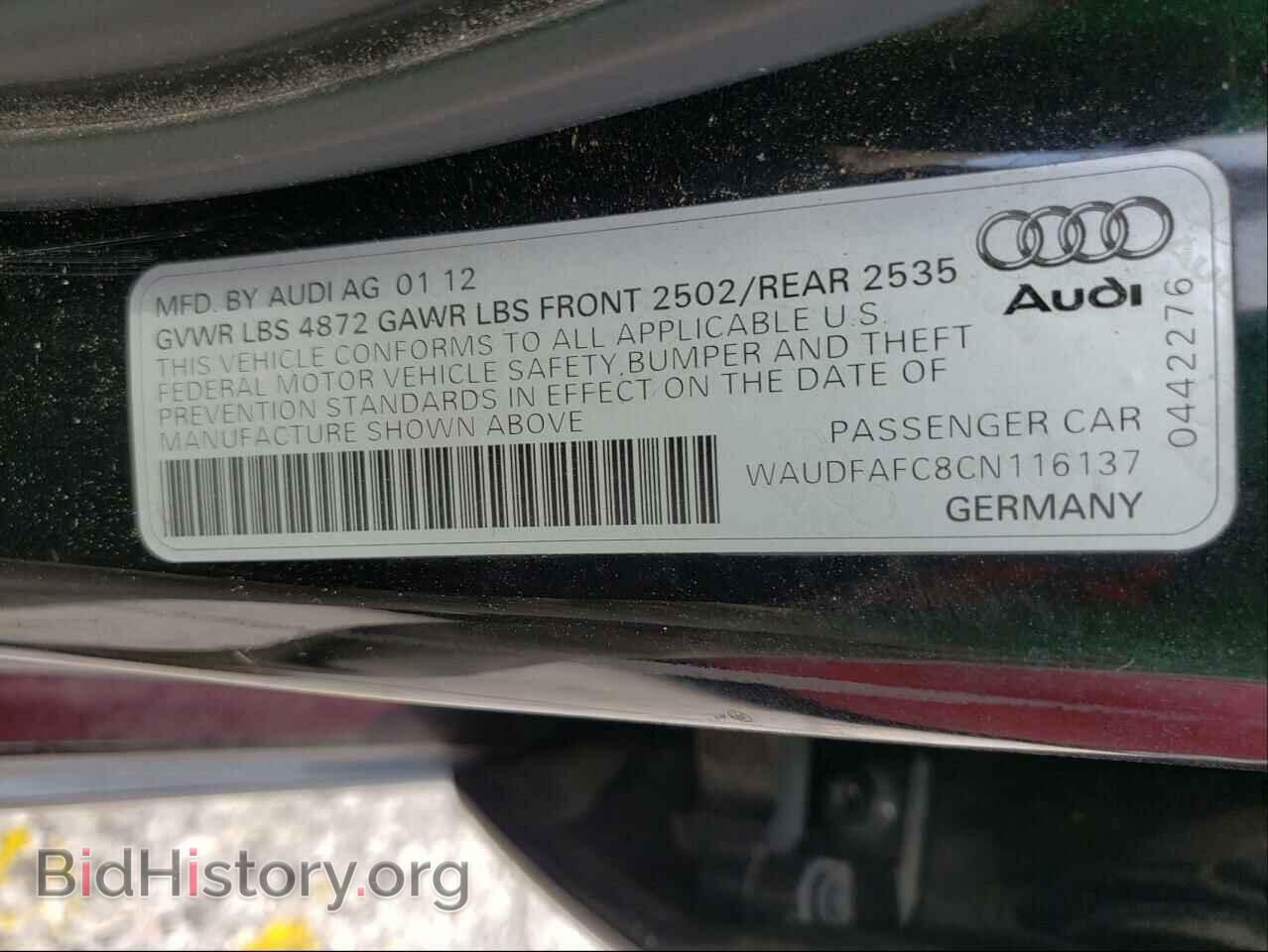 2012 AUDI A6 - VIN: WAUDFAFC8CN116137 - Фото 10