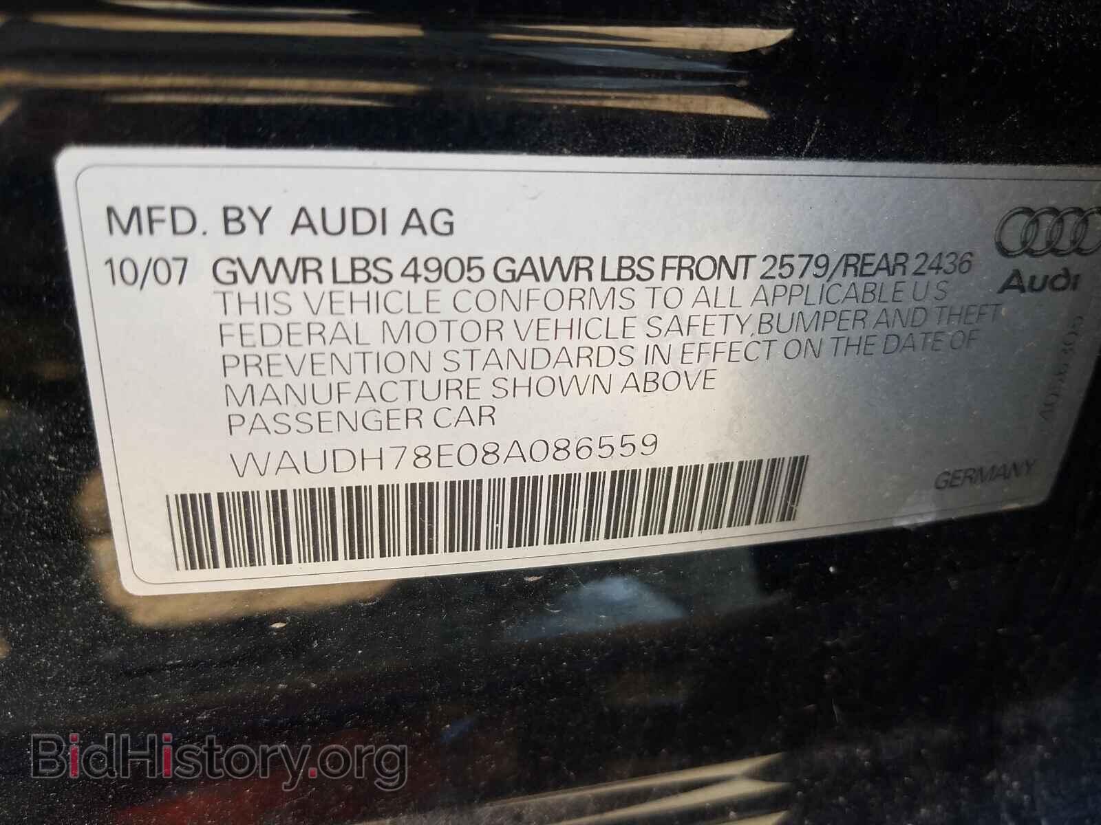 2008 AUDI A4 - VIN: WAUDH78E08A086559 - Фото 10