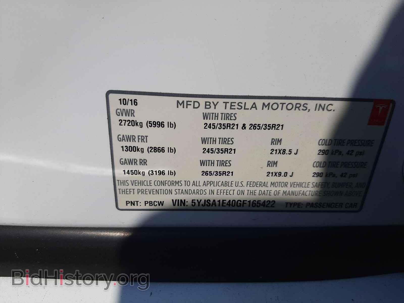 2016 TESLA MODEL S - VIN: 5YJSA1E40GF165422 - Photo 10