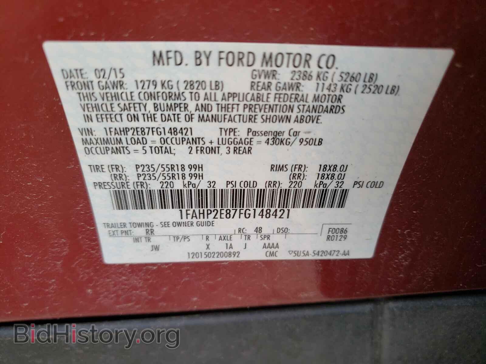 2015 FORD TAURUS - VIN: 1FAHP2E87FG148421 - Photo 10