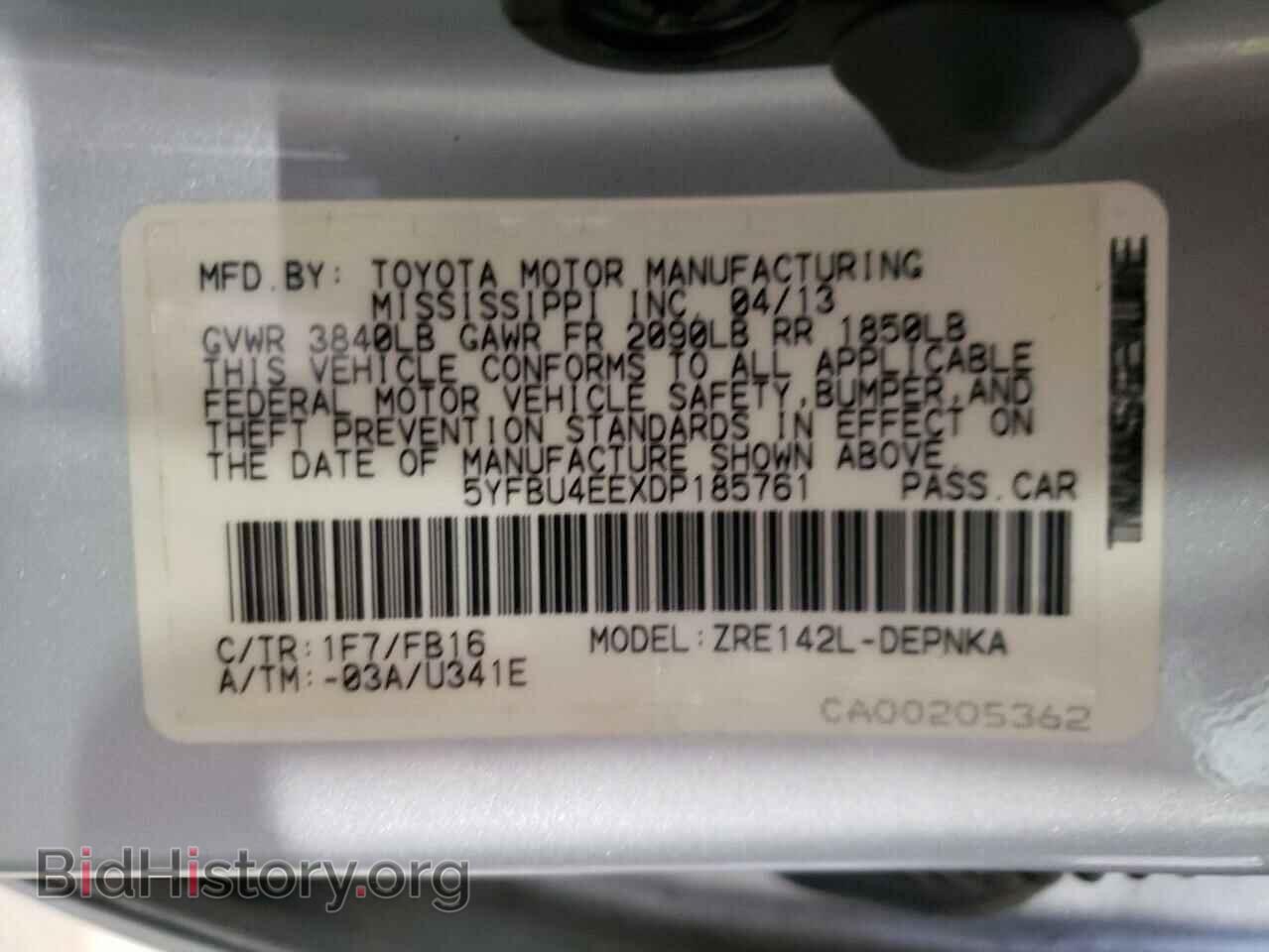 2013 TOYOTA COROLLA - VIN: 5YFBU4EEXDP185761 - Фото 10