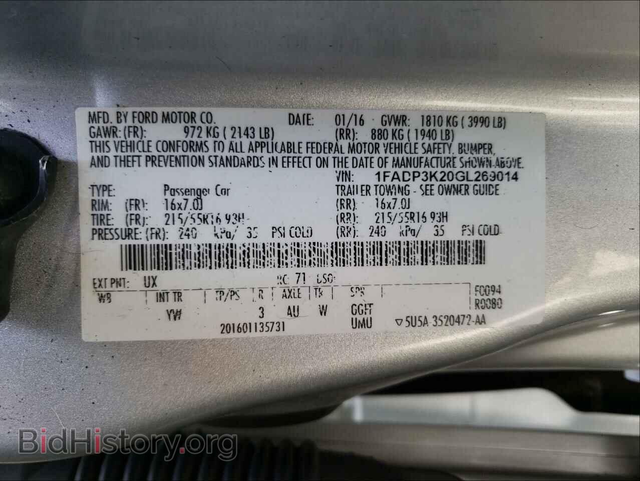 2016 FORD FOCUS - VIN: 1FADP3K20GL269014 - Фото 10
