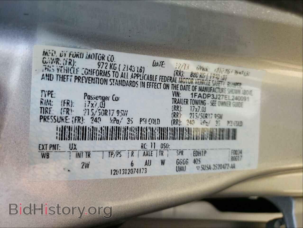 2014 FORD FOCUS - VIN: 1FADP3J27EL240091 - Фото 10