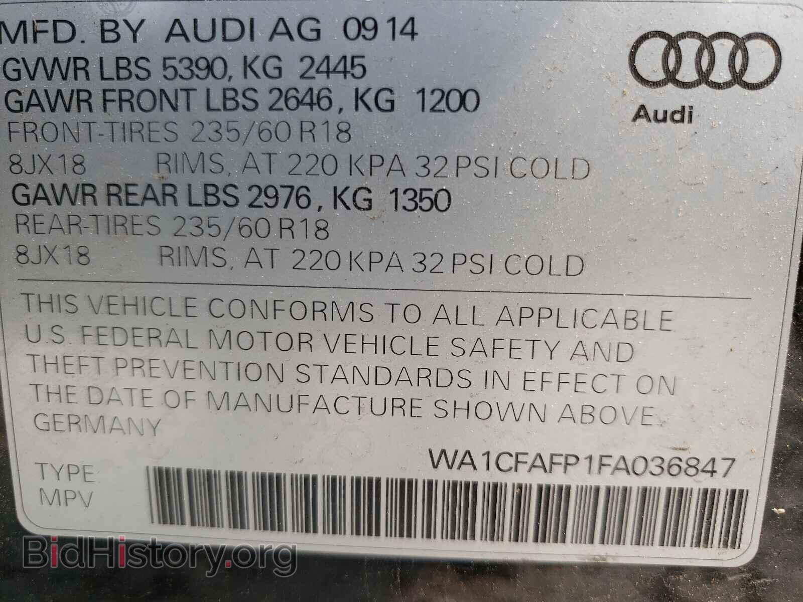 2015 AUDI Q5 - VIN: WA1CFAFP1FA036847 - Photo 10