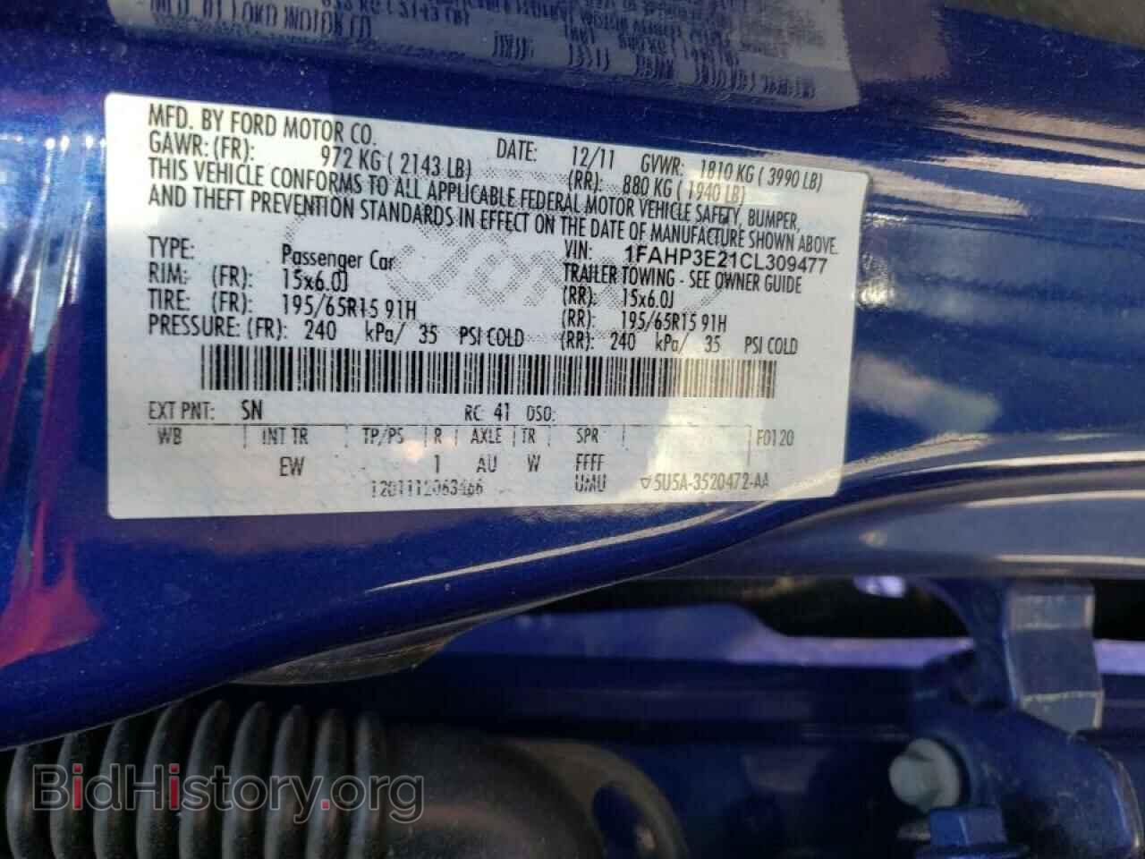 2012 FORD FOCUS - VIN: 1FAHP3E21CL309477 - Фото 10