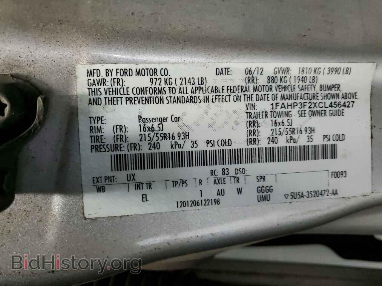 2012 FORD FOCUS - VIN: 1FAHP3F2XCL456427 - Фото 12