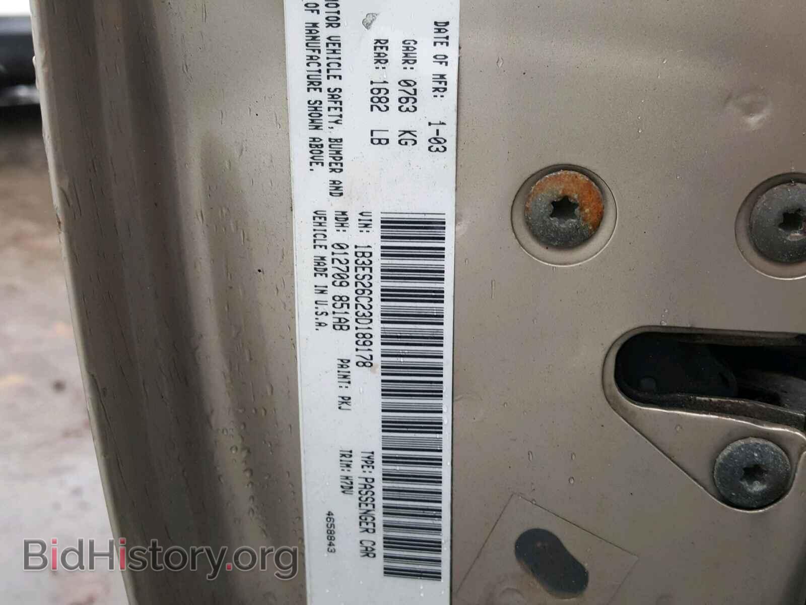 2003 DODGE NEON - VIN: 1B3ES26C23D189178 - Фото 10