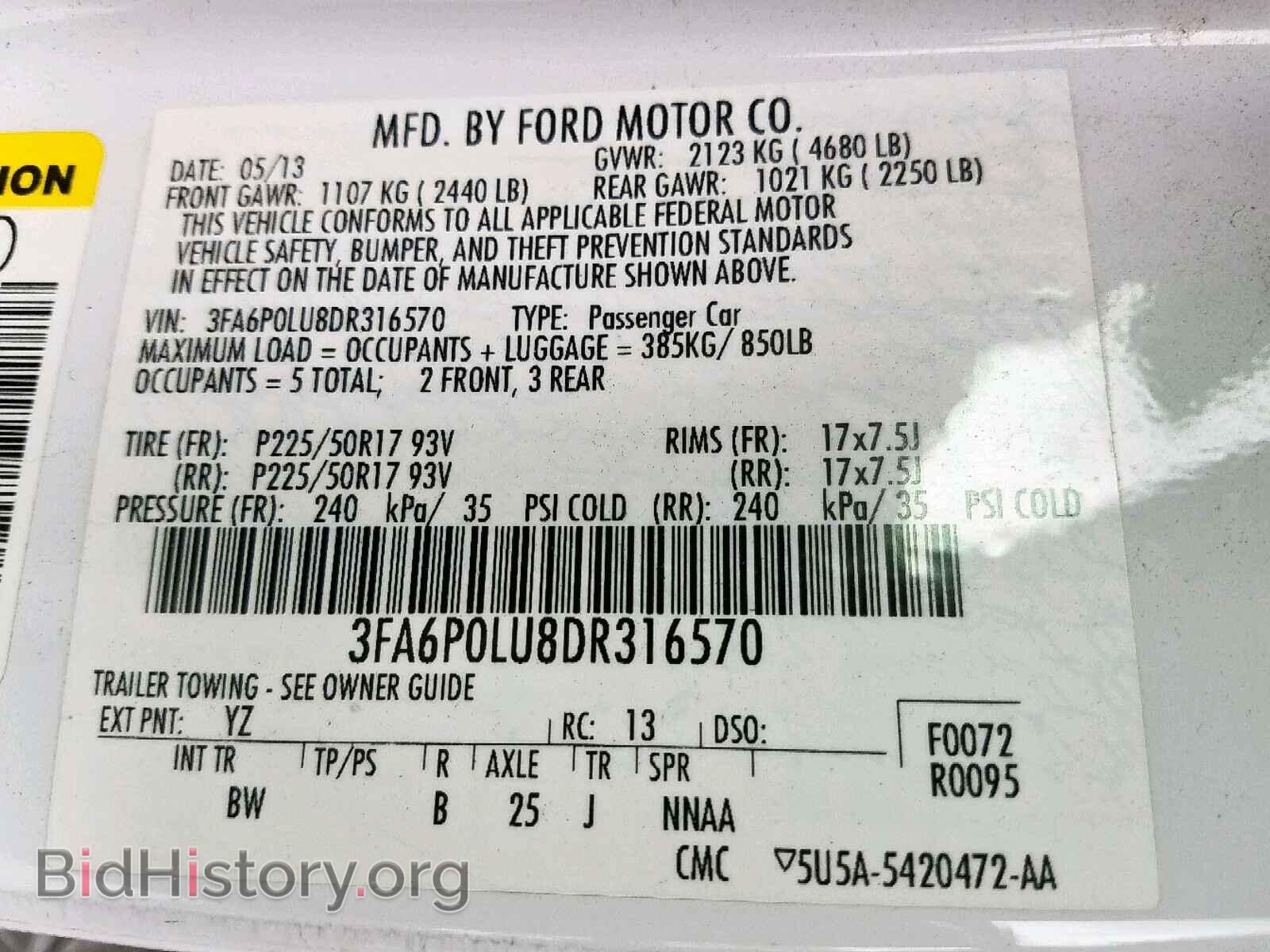 2013 FORD FUSION SE - VIN: 3FA6P0LU8DR316570 - Фото 10