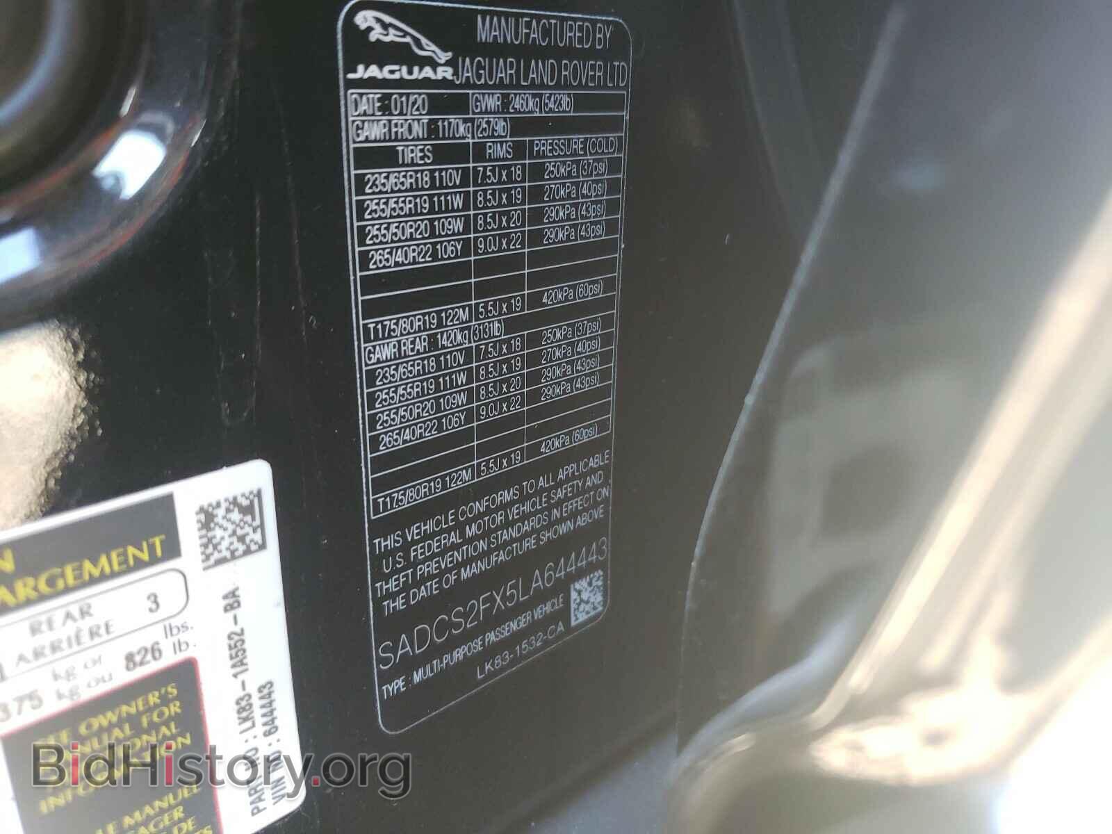 2020 JAGUAR F-PACE - VIN: SADCS2FX5LA644443 - Фото 10