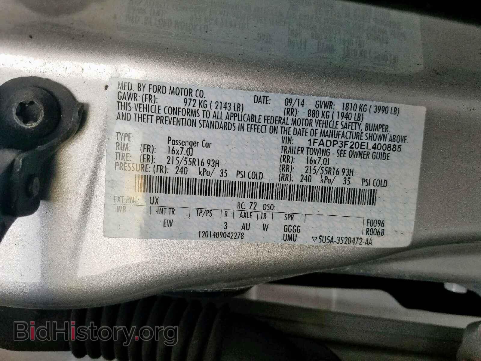 2014 FORD FOCUS SE - VIN: 1FADP3F20EL400885 - Фото 10