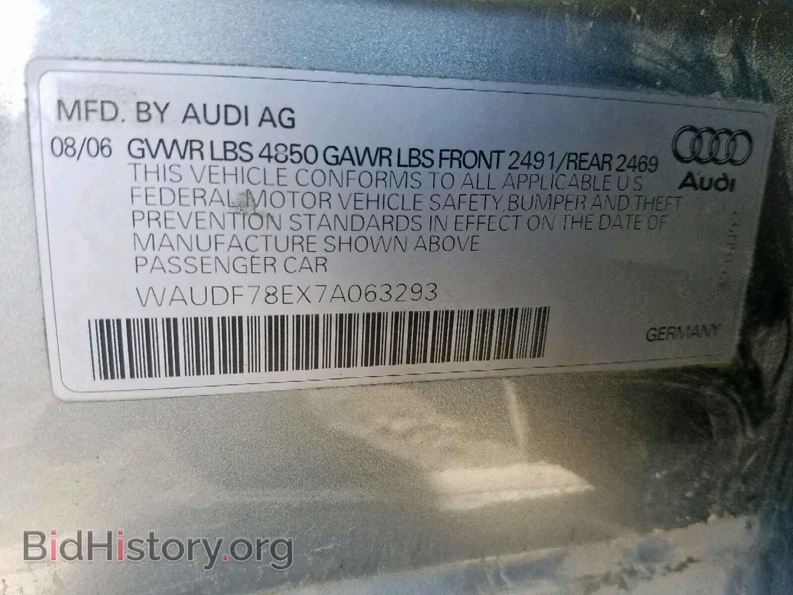 2007 AUDI A4 - VIN: WAUDF78EX7A063293 - Фото 10