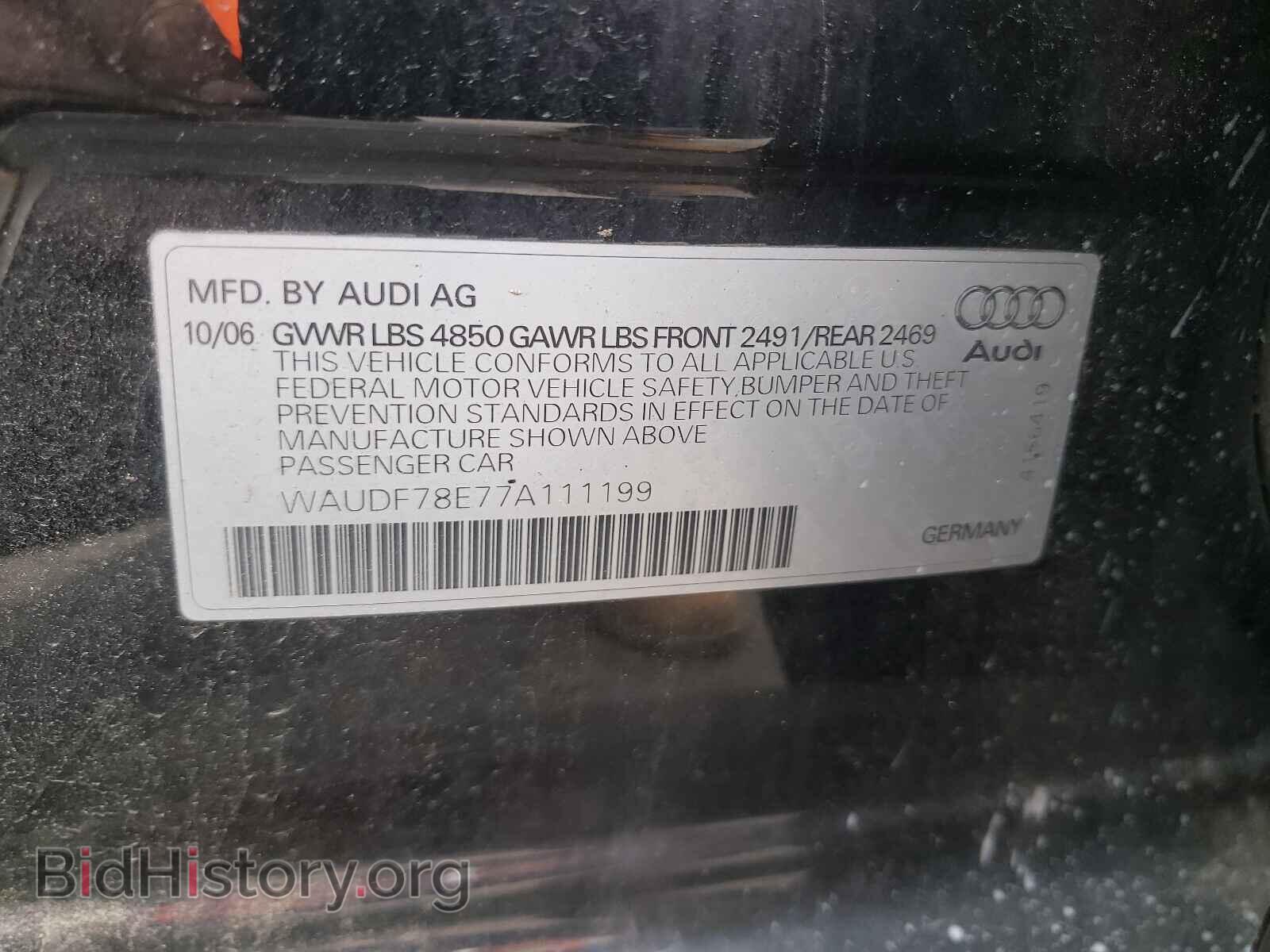 2007 AUDI A4 - VIN: WAUDF78E77A111199 - Фото 10