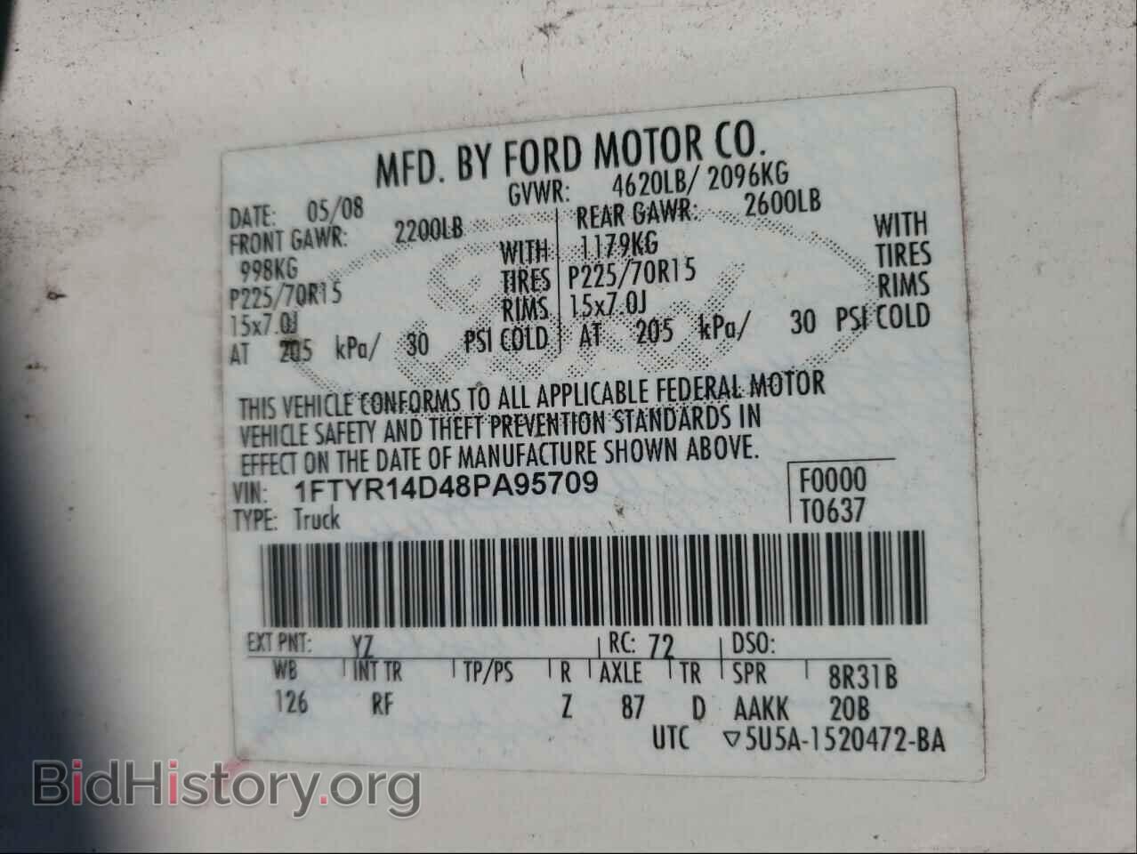 2008 FORD RANGER - VIN: 1FTYR14D48PA95709 - Фото 10