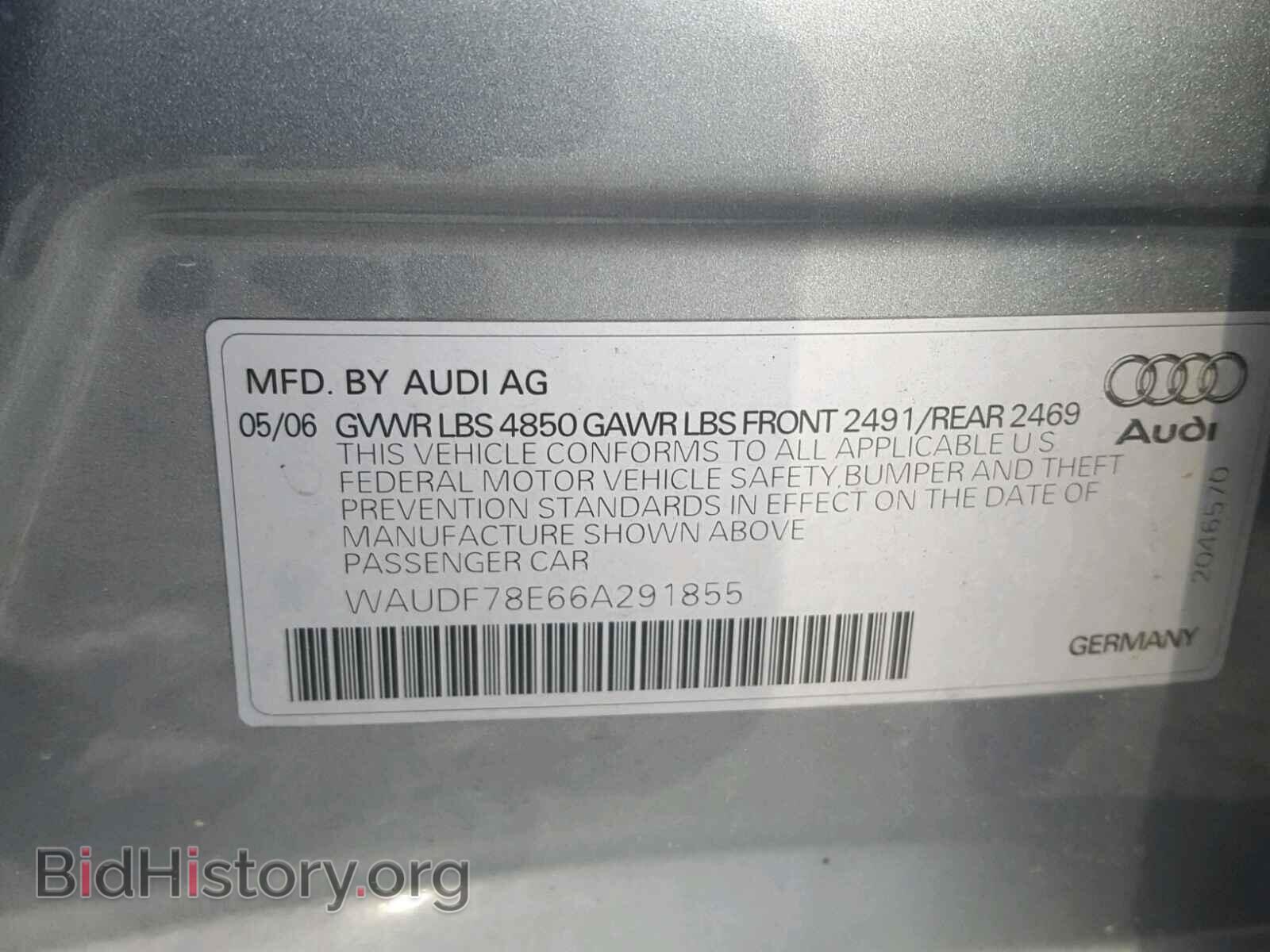 2006 AUDI A4 - VIN: WAUDF78E66A291855 - Фото 10