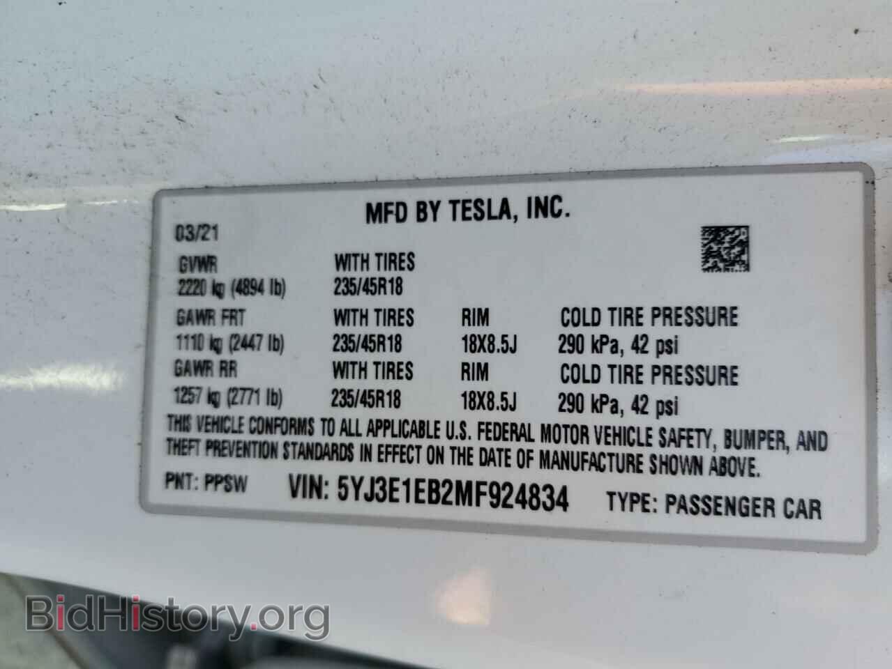 2021 TESLA MODEL 3 - VIN: 5YJ3E1EB2MF924834 - Photo 10
