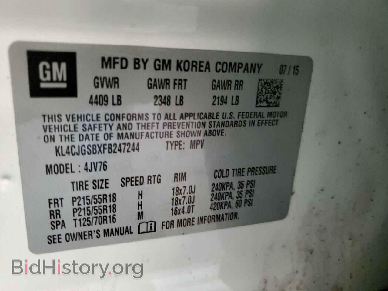 2015 BUICK ENCORE - VIN: KL4CJGSBXFB247244 - Фото 10