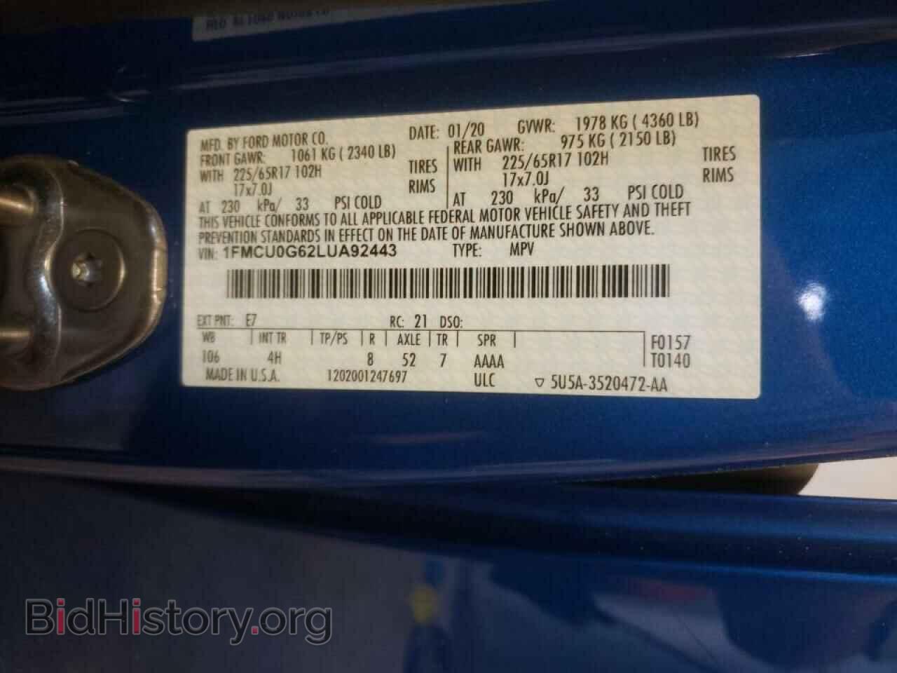 2020 FORD ESCAPE - VIN: 1FMCU0G62LUA92443 - Photo 10