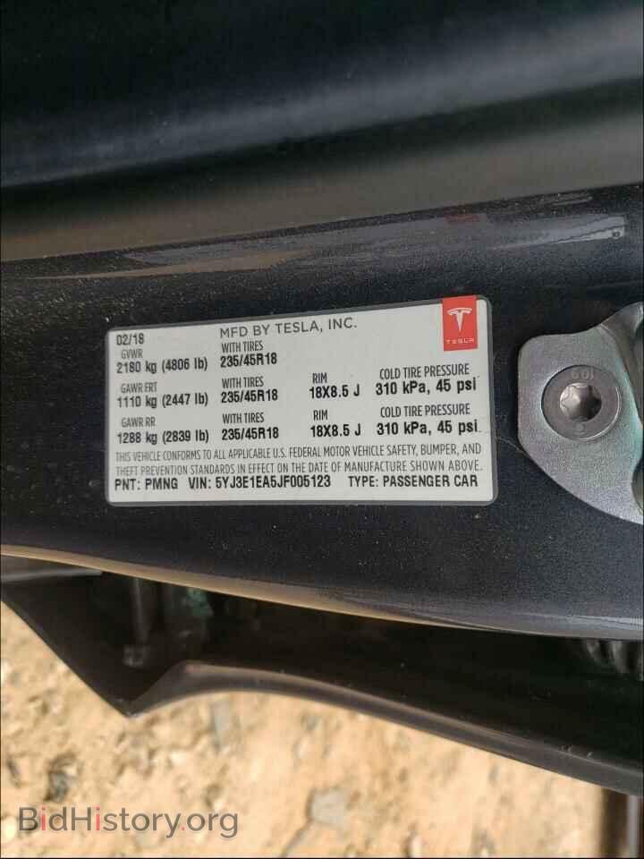 2018 TESLA MODEL 3 - VIN: 5YJ3E1EA5JF005123 - Фото 10