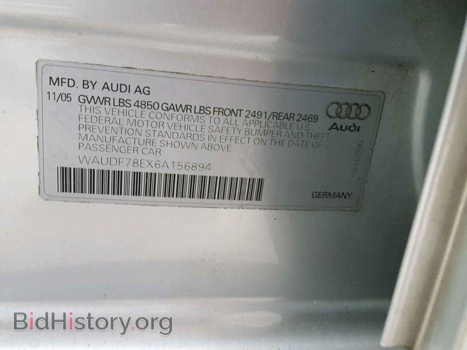 2006 AUDI A4 - VIN: WAUDF78EX6A156894 - Фото 10