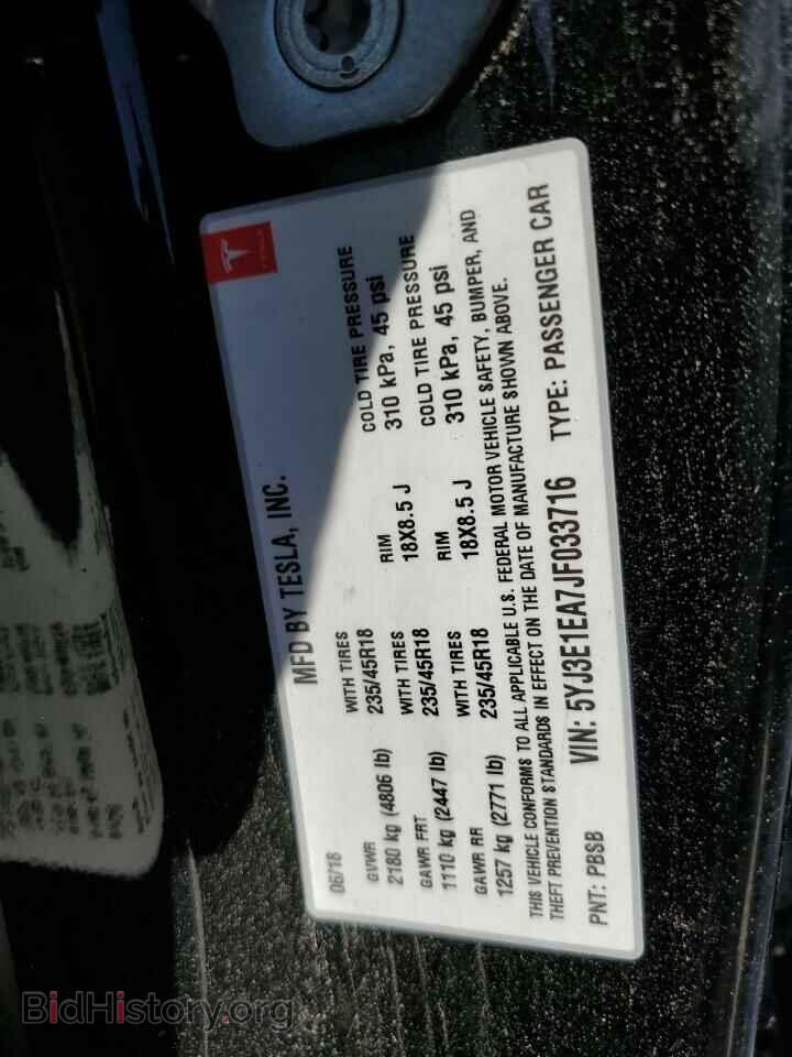 2018 TESLA MODEL 3 - VIN: 5YJ3E1EA7JF033716 - Фото 10