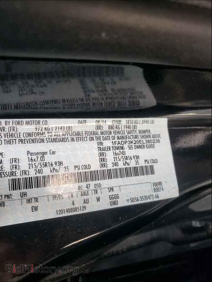 2014 FORD FOCUS - VIN: 1FADP3K20EL380238 - Фото 10