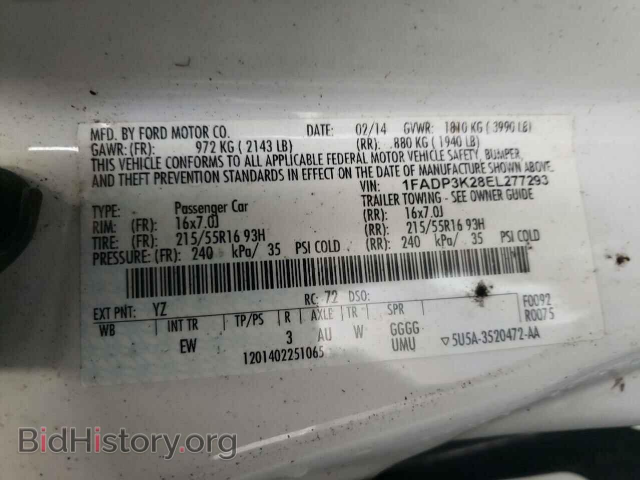 2014 FORD FOCUS - VIN: 1FADP3K28EL277293 - Фото 12