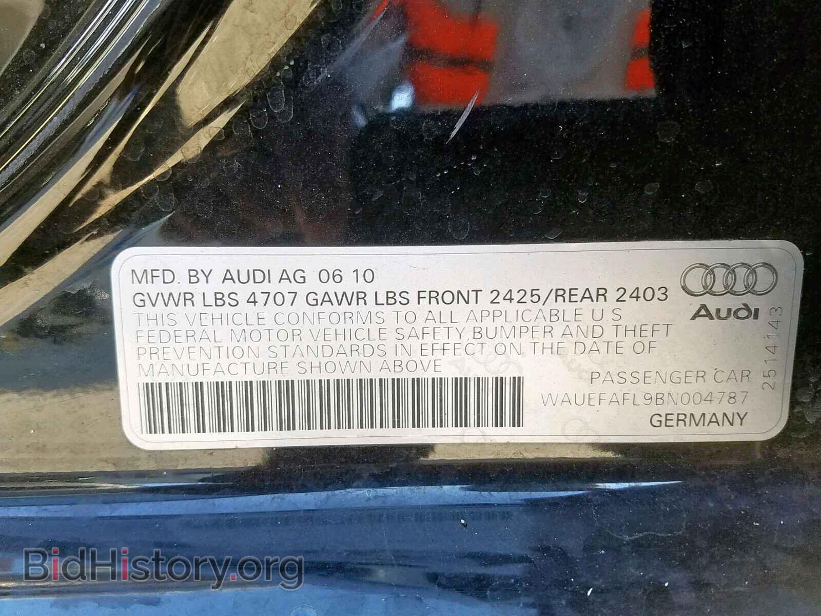 2011 AUDI A4 - VIN: WAUEFAFL9BN004787 - Photo 10