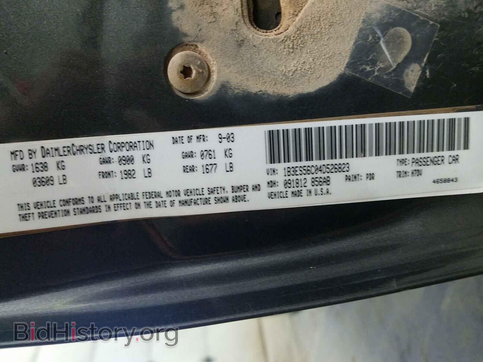 2004 DODGE NEON - VIN: 1B3ES56C04D526823 - Фото 10