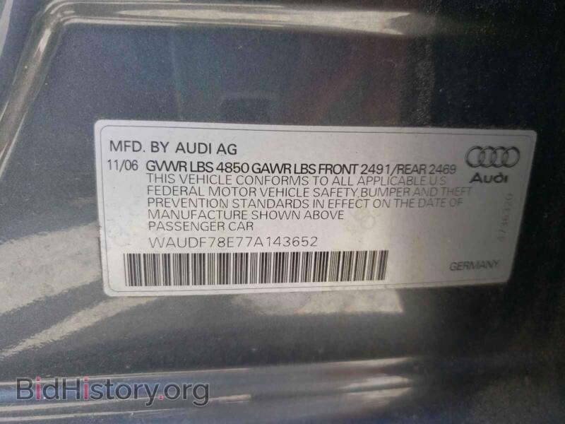 2007 Audi A4 (VIN WAUDF78E77A143652) — фото 10 из 10