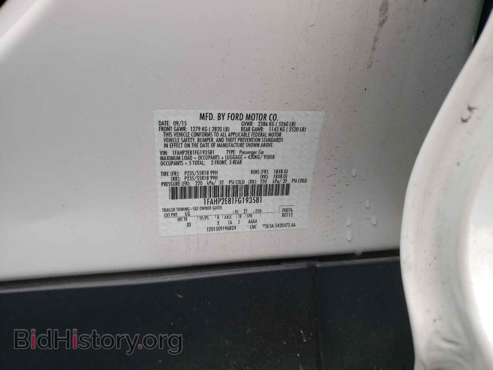 2015 FORD TAURUS - VIN: 1FAHP2E81FG193581 - Photo 10