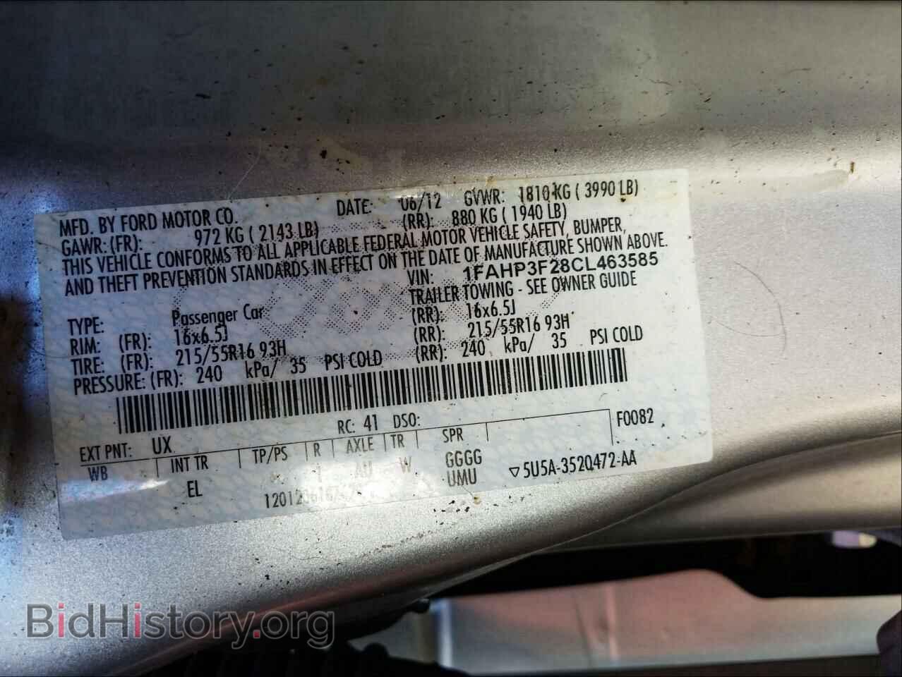 2012 FORD FOCUS - VIN: 1FAHP3F28CL463585 - Фото 10