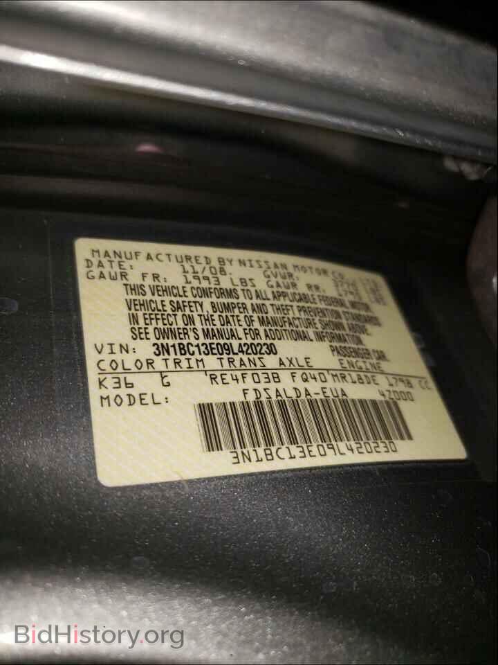2009 NISSAN VERSA - VIN: 3N1BC13E09L420230 - Фото 10