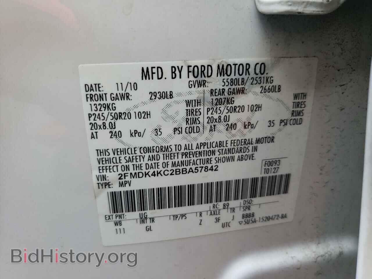 2011 FORD EDGE - VIN: 2FMDK4KC2BBA57842 - Photo 10