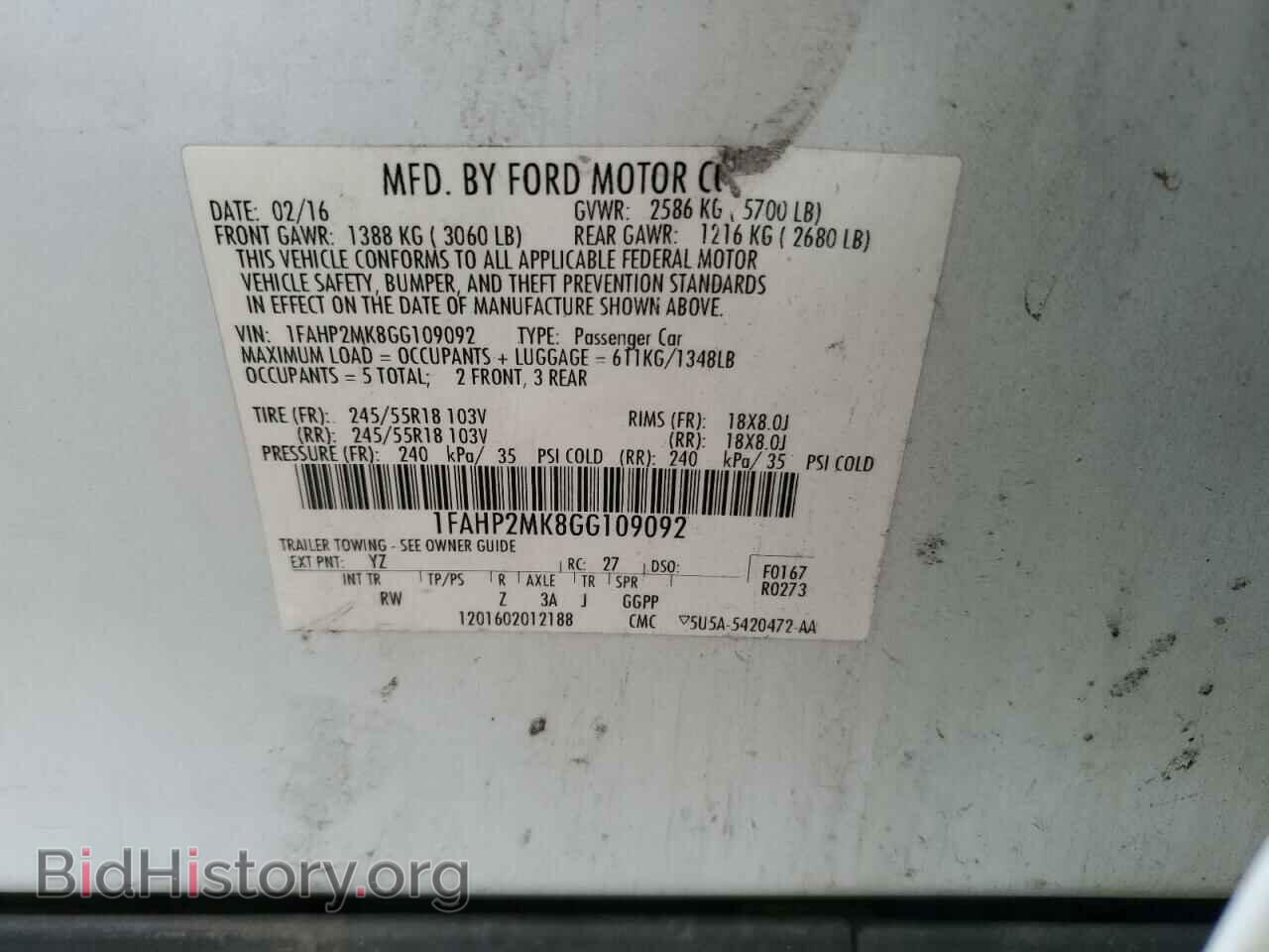 2016 FORD TAURUS - VIN: 1FAHP2MK8GG109092 - Фото 13