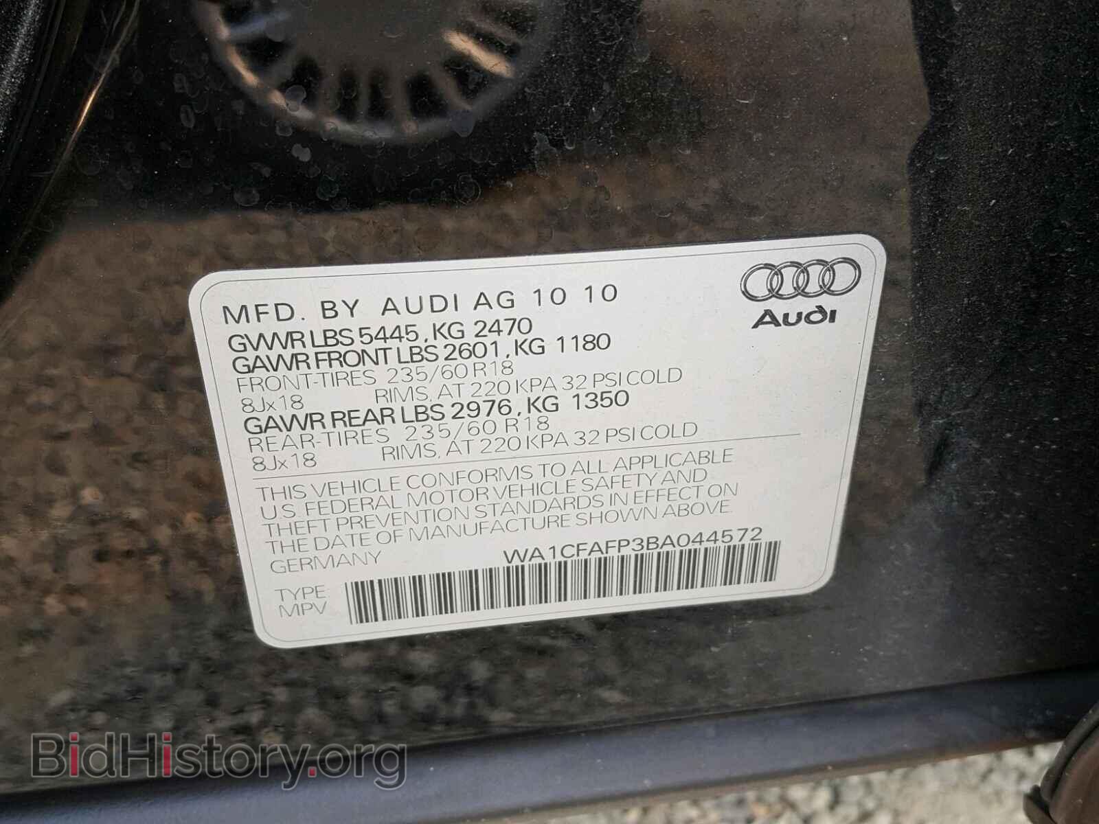 2011 AUDI Q5 - VIN: WA1CFAFP3BA044572 - Photo 10