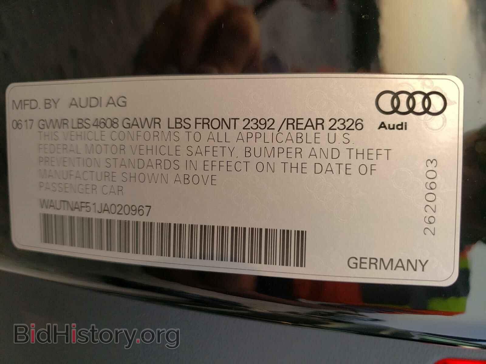 2018 AUDI A5 - VIN: WAUTNAF51JA020967 - Фото 10