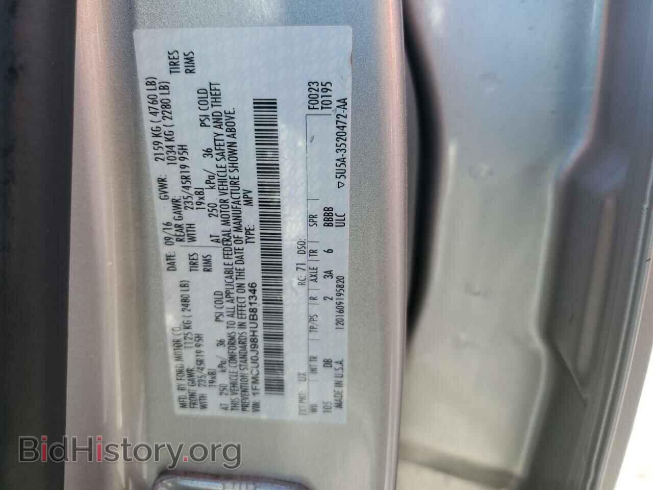2017 FORD ESCAPE - VIN: 1FMCU0J98HUB81346 - Photo 13