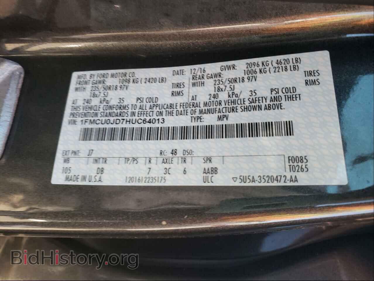2017 FORD ESCAPE - VIN: 1FMCU0JD7HUC64013 - Photo 10