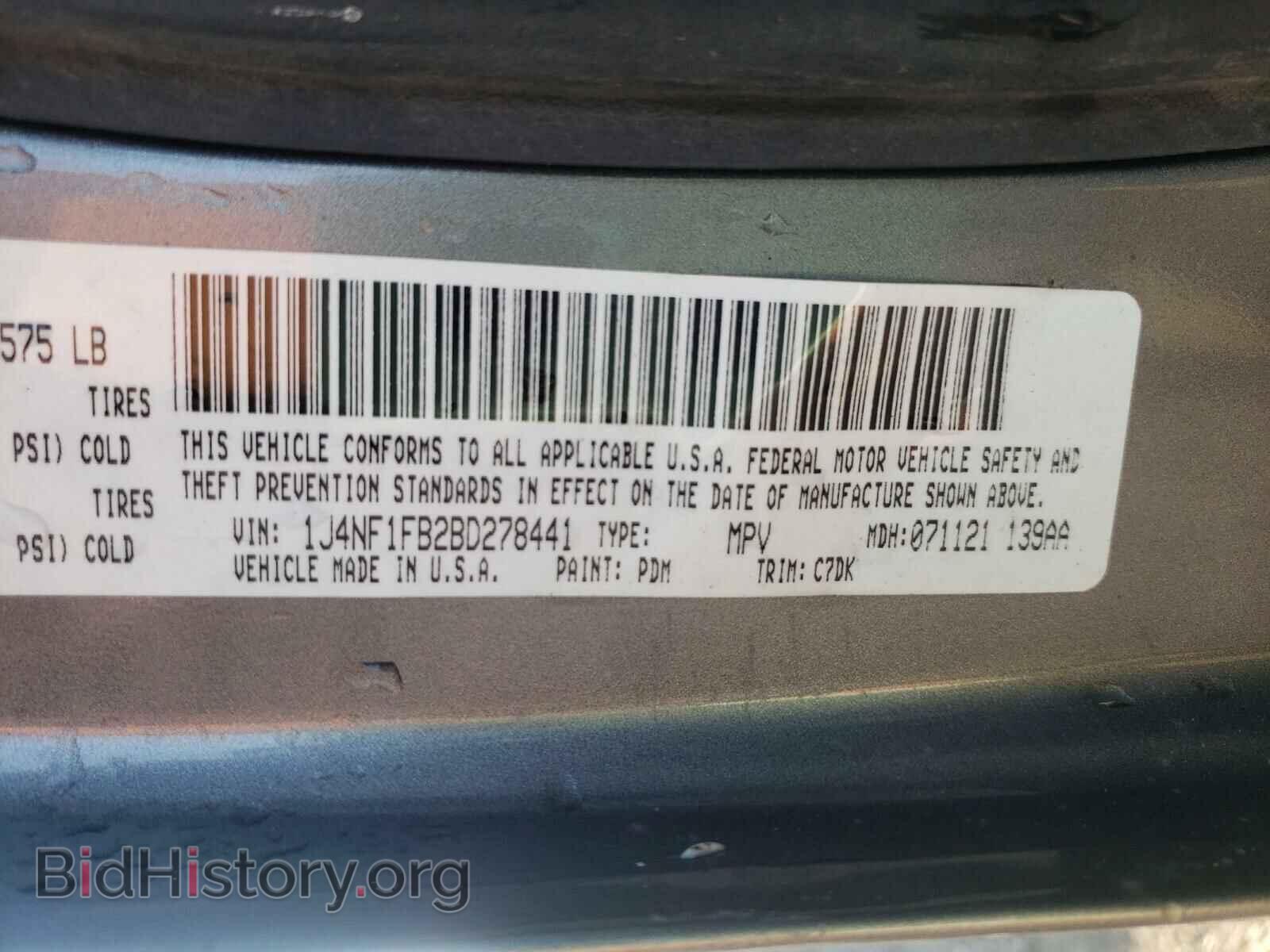 2011 JEEP COMPASS - VIN: 1J4NF1FB2BD278441 - Фото 10