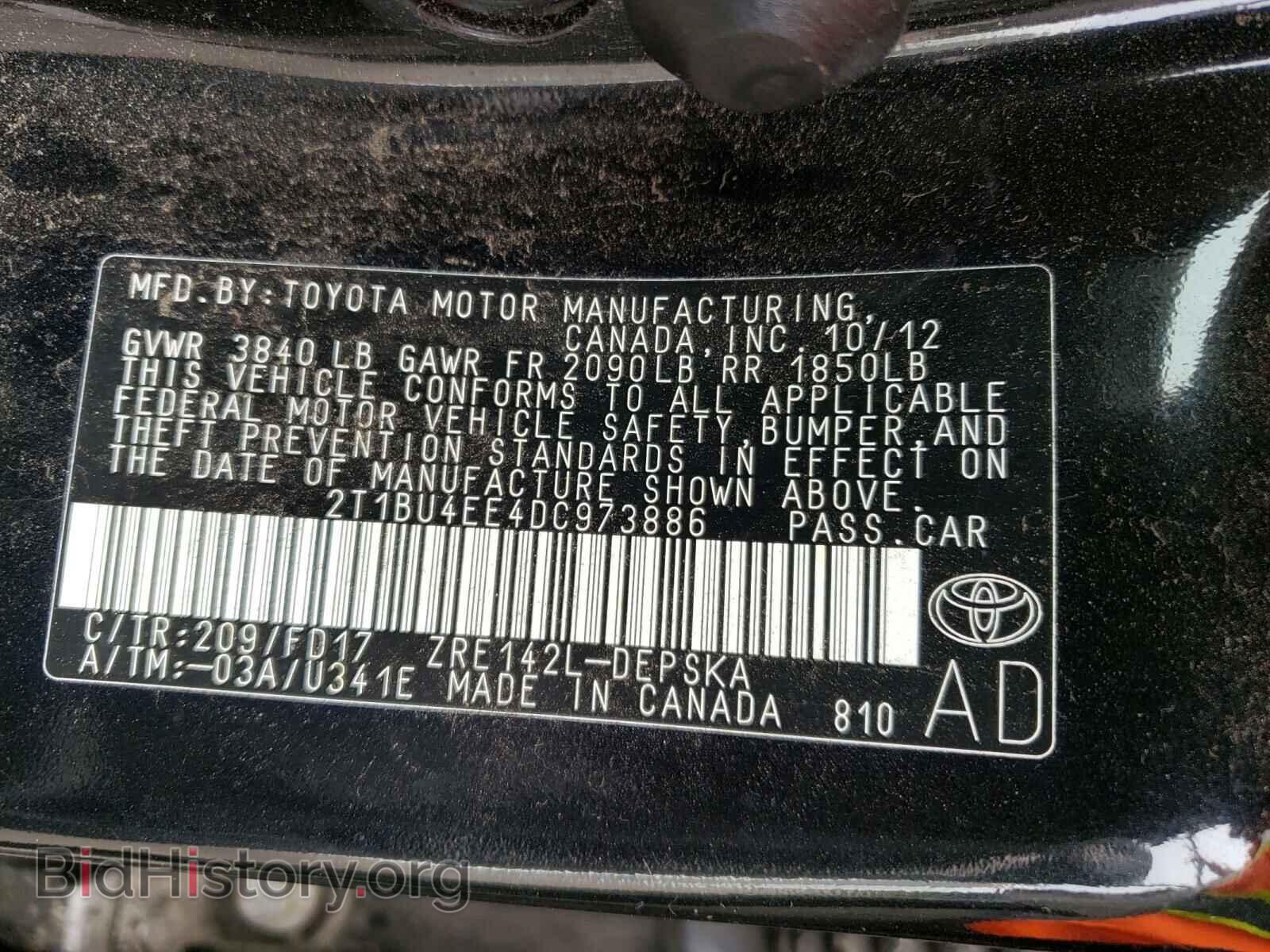 2013 TOYOTA COROLLA - VIN: 2T1BU4EE4DC973886 - Фото 10