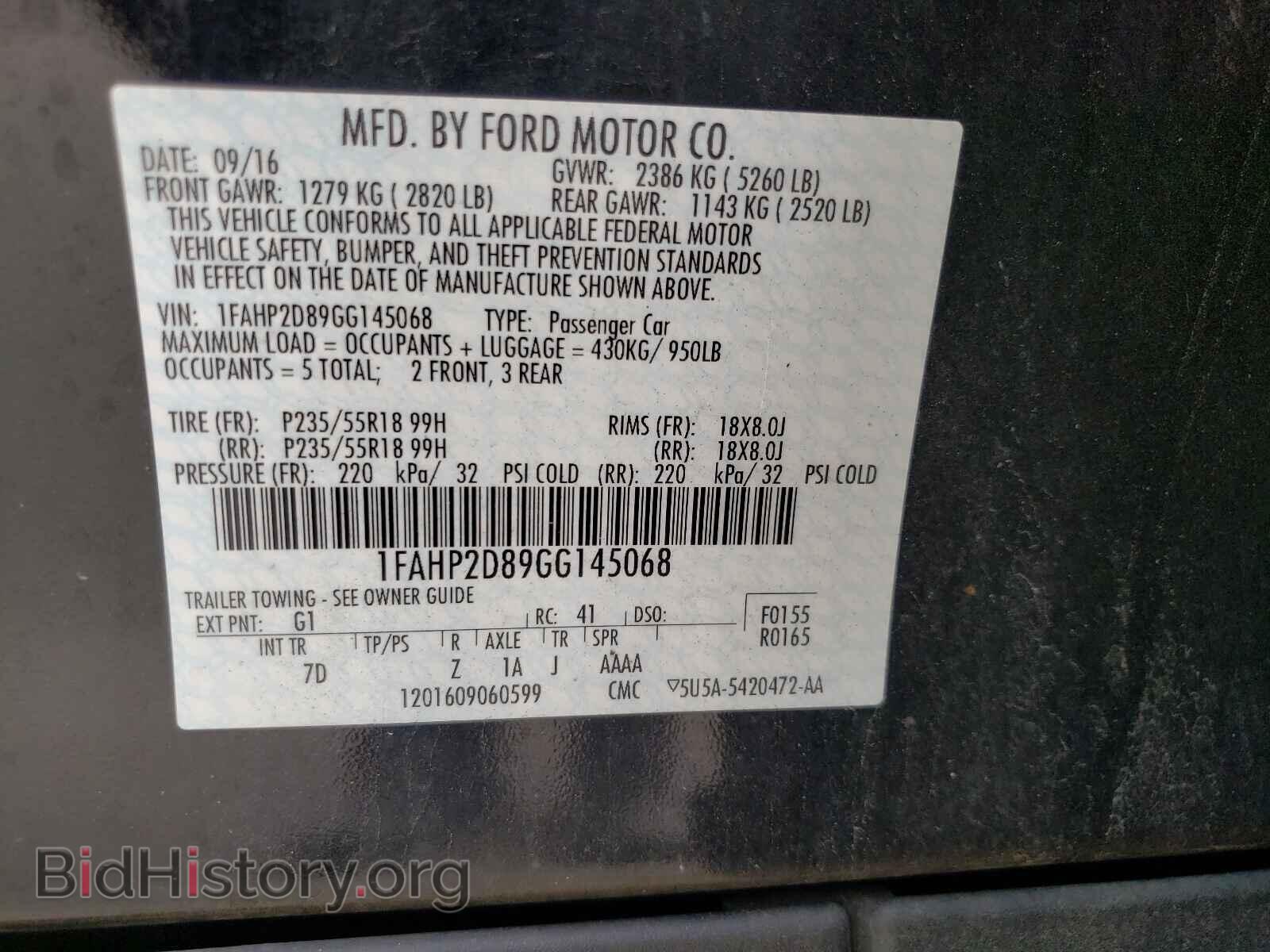 2016 FORD TAURUS - VIN: 1FAHP2D89GG145068 - Photo 10