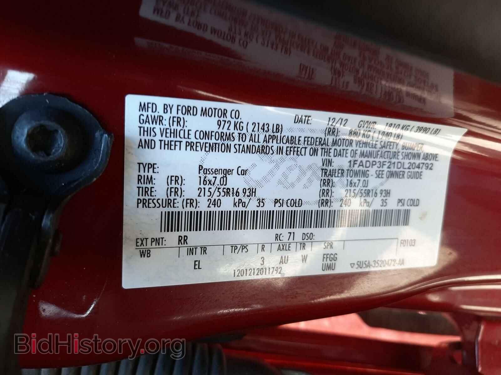 2013 FORD FOCUS - VIN: 1FADP3F21DL204792 - Фото 10