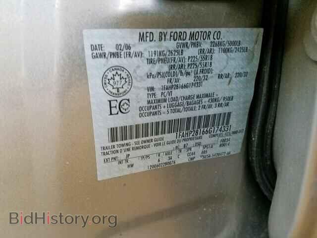 2006 FORD FIVE HUNDR - VIN: 1FAHP28166G174331 - Фото 10