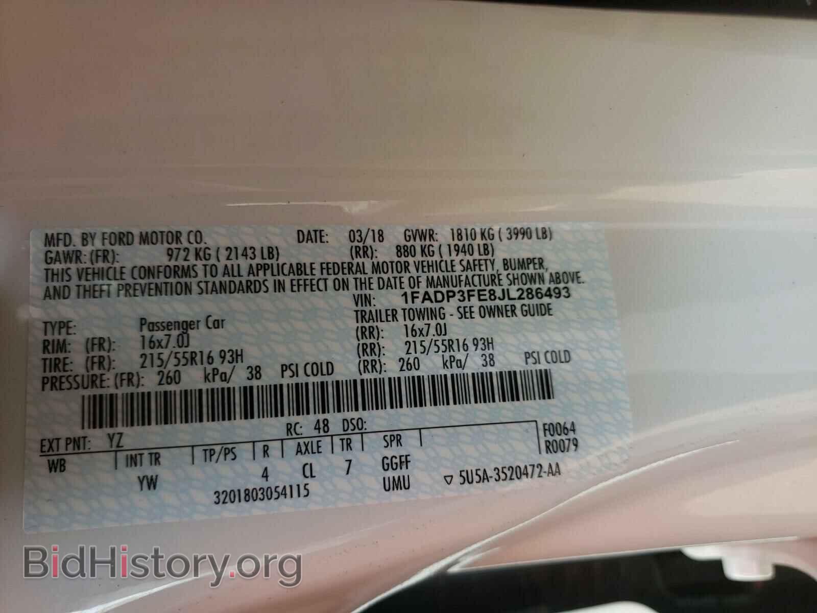 2018 FORD FOCUS - VIN: 1FADP3FE8JL286493 - Фото 10
