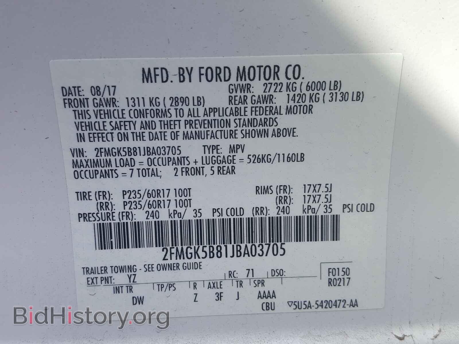 2018 FORD FLEX - VIN: 2FMGK5B81JBA03705 - Photo 10