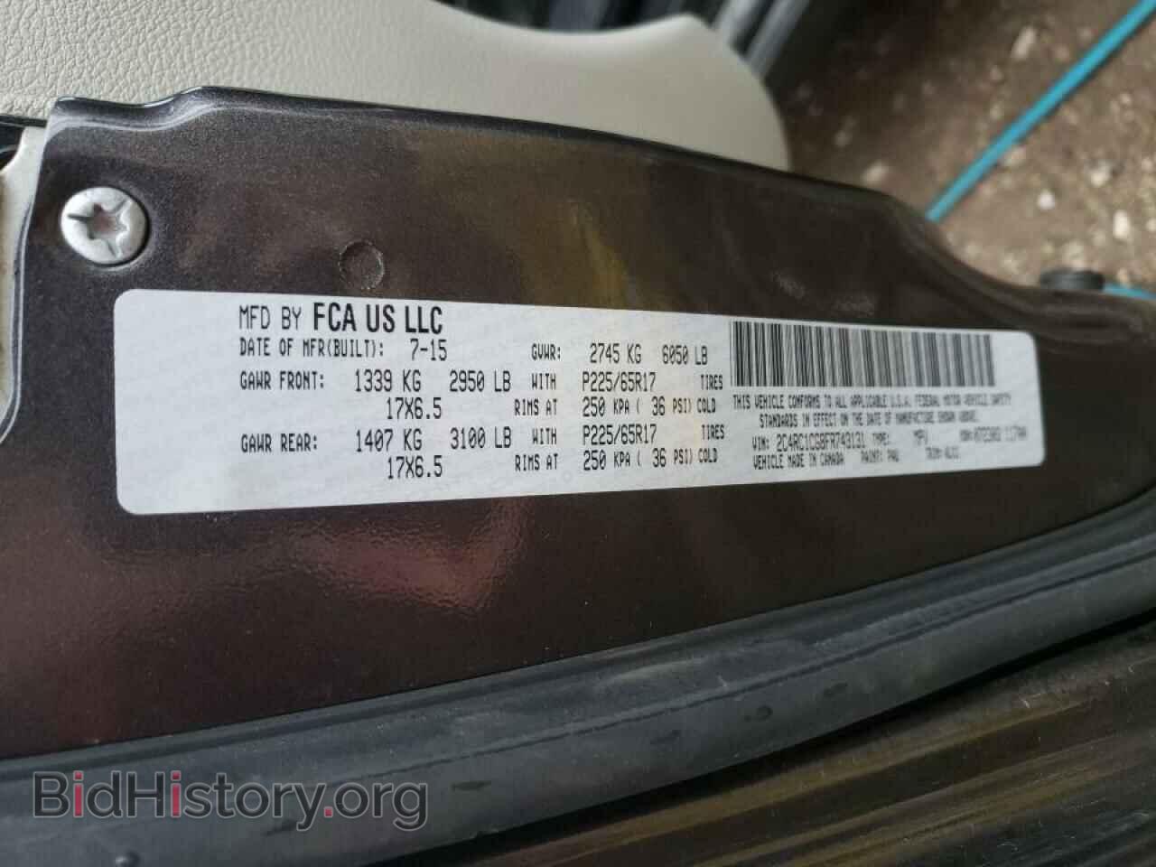 2015 CHRYSLER MINIVAN - VIN: 2C4RC1CG8FR743131 - Фото 10