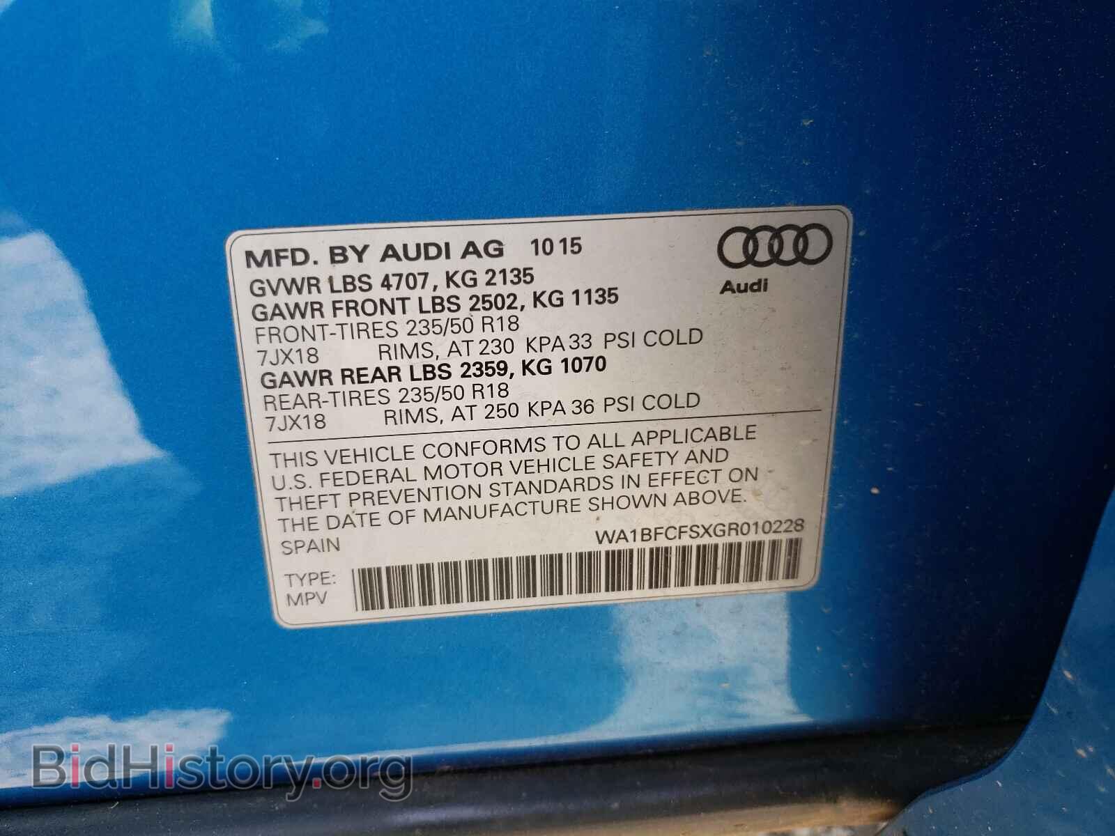 2016 AUDI Q3 - VIN: WA1BFCFSXGR010228 - Фото 10