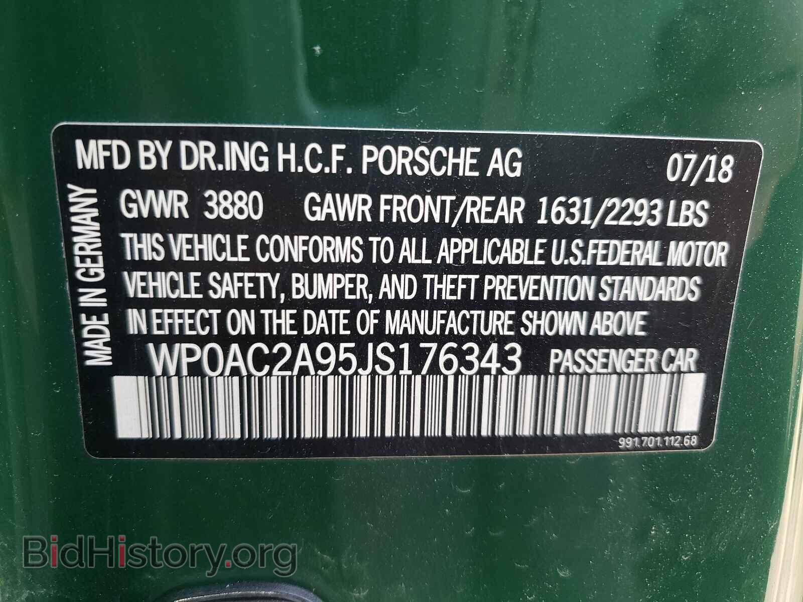 2018 PORSCHE 911 - VIN: WP0AC2A95JS176343 - Фото 10