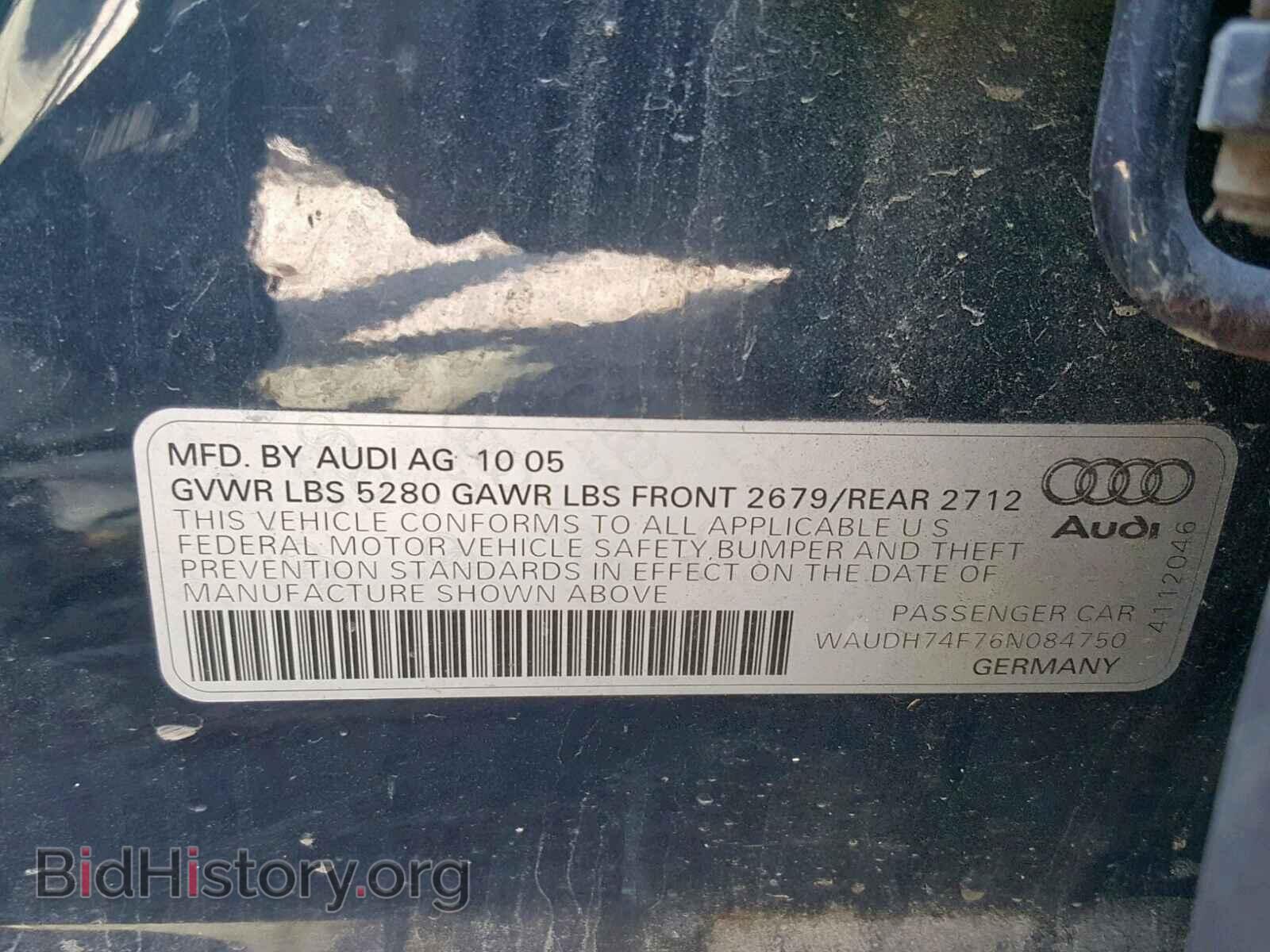2006 AUDI A6 - VIN: WAUDH74F76N084750 - Фото 10